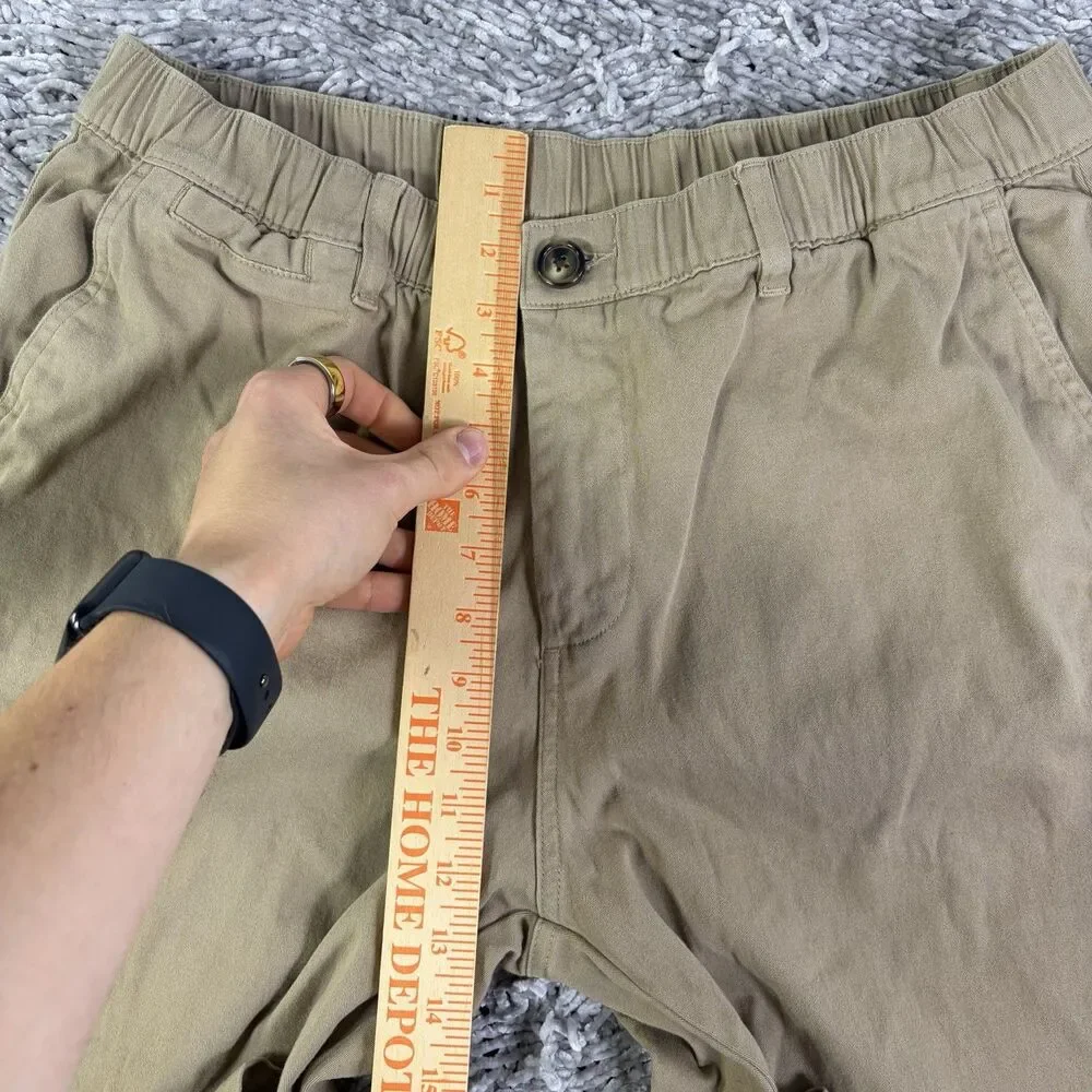 Cove USA Chino Pants Mens 34/30 Beige Elastic Waist Golf Preppy Stretch Business